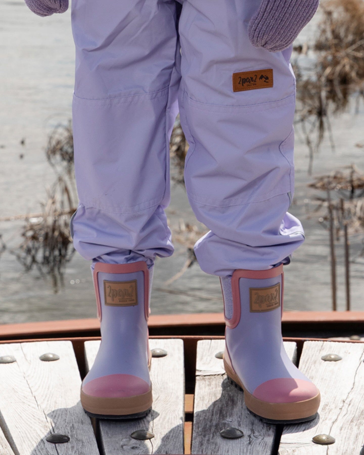 Short Rain Boots In Natural Rubber Lavender