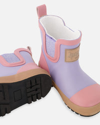 Short Rain Boots In Natural Rubber Lavender