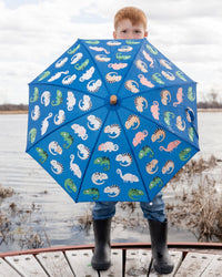 Color-Changing Umbrella Blue Chameleon Print