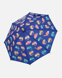 Blue raincoat with color-changing chameleon