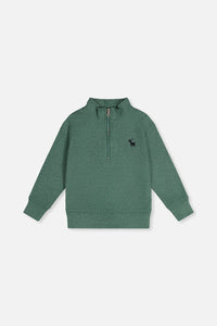 Deux Par Deux Half Zip Mock Neck Sweater