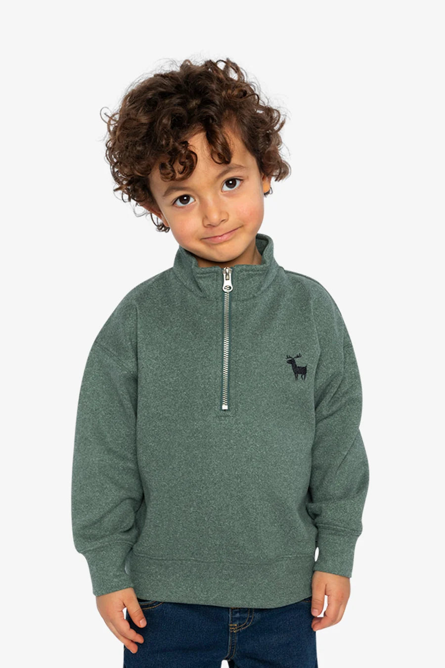 Deux Par Deux Half Zip Mock Neck Sweater