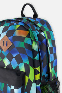 Deux Par Deux Blue Checkered Backpack