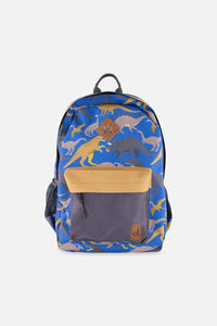 Deux Par Deux Blue Dinosaur Backpack
