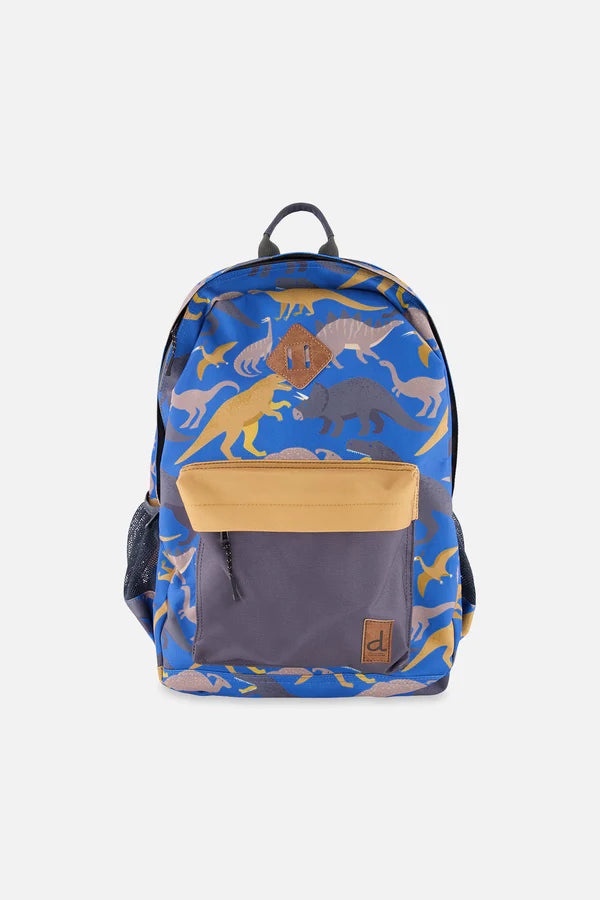 Deux Par Deux Blue Dinosaur Backpack