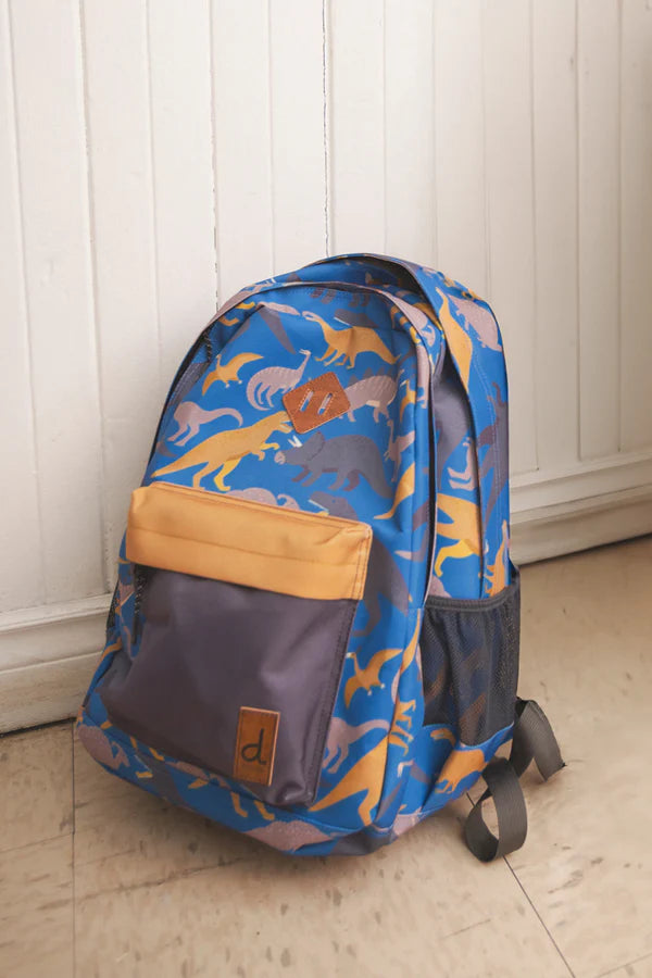 Deux Par Deux Blue Dinosaur Backpack