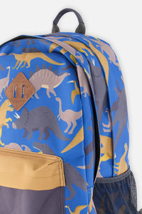 Deux Par Deux Blue Dinosaur Backpack
