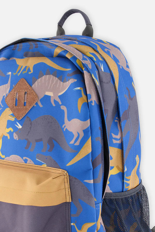 Deux Par Deux Blue Dinosaur Backpack