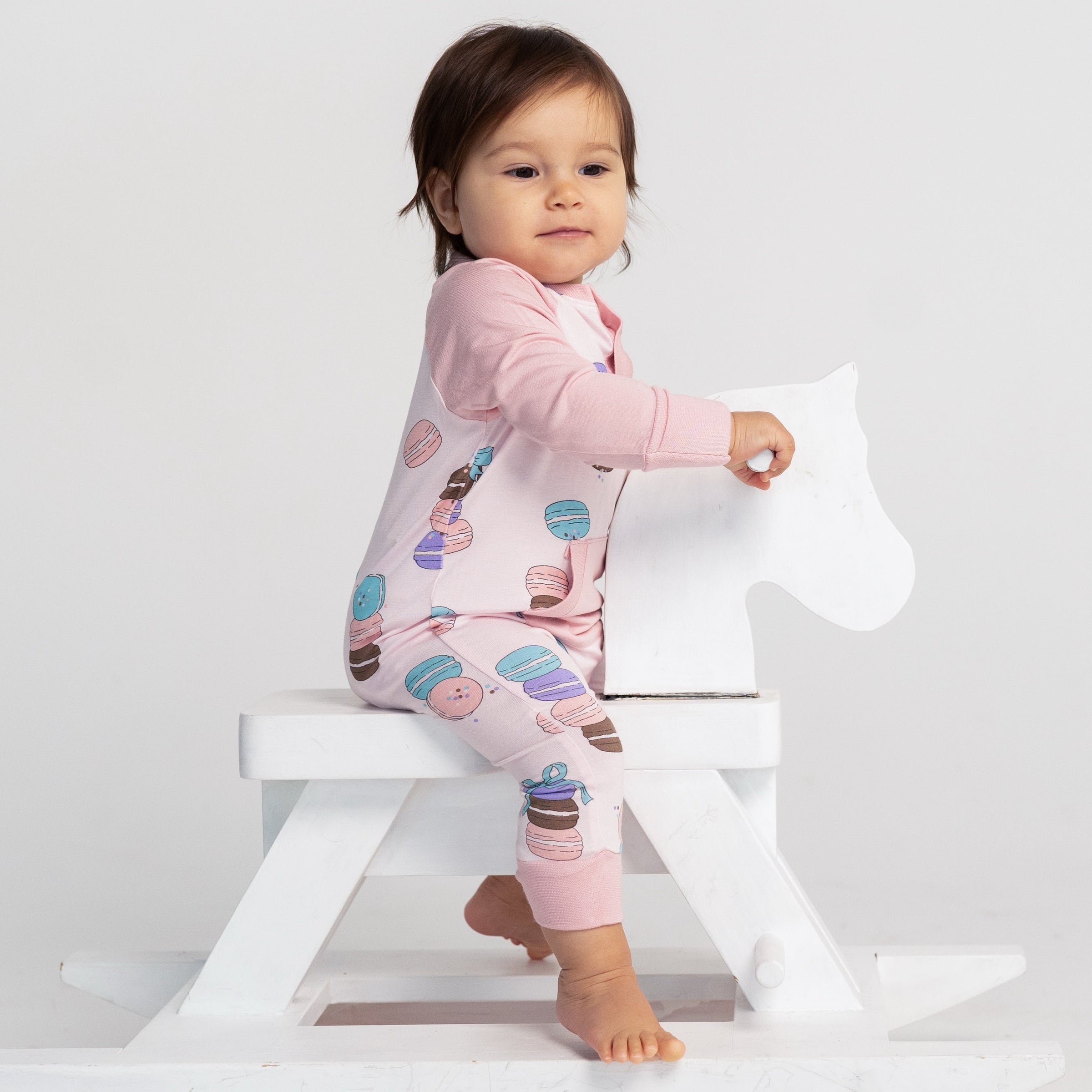 Silkberry Bamboo Long Sleeve Romper w/Kangaroo Pocket (Macaron Party Print)