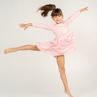 Silkberry Bamboo Jersey Long Sleeve Twirl Dress w/ Bloomer (Coral Blush)