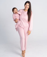 Silkberry Bamboo Ruffle Footies with Two Way Zipper (Coral Blush)