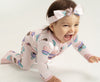 Silkberry Bamboo Ruffle Footies with Two Way Zipper (Macaron Party Print)