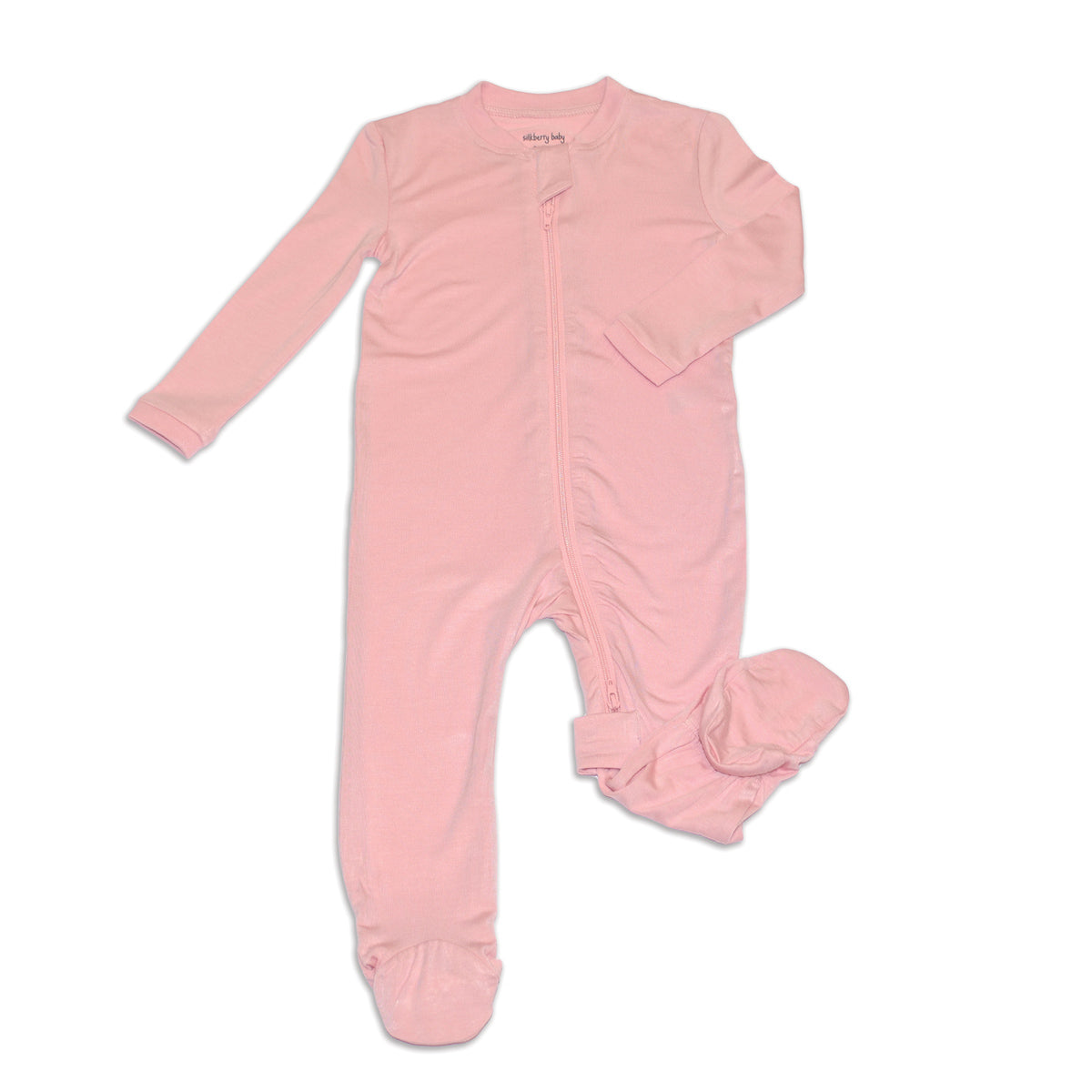 Silkberry Bamboo Footies with Two Way Zipper (Coral Blush)