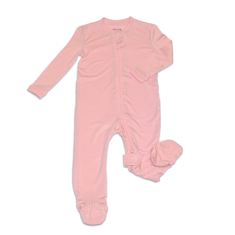 Silkberry Bamboo Footies with Two Way Zipper (Coral Blush)