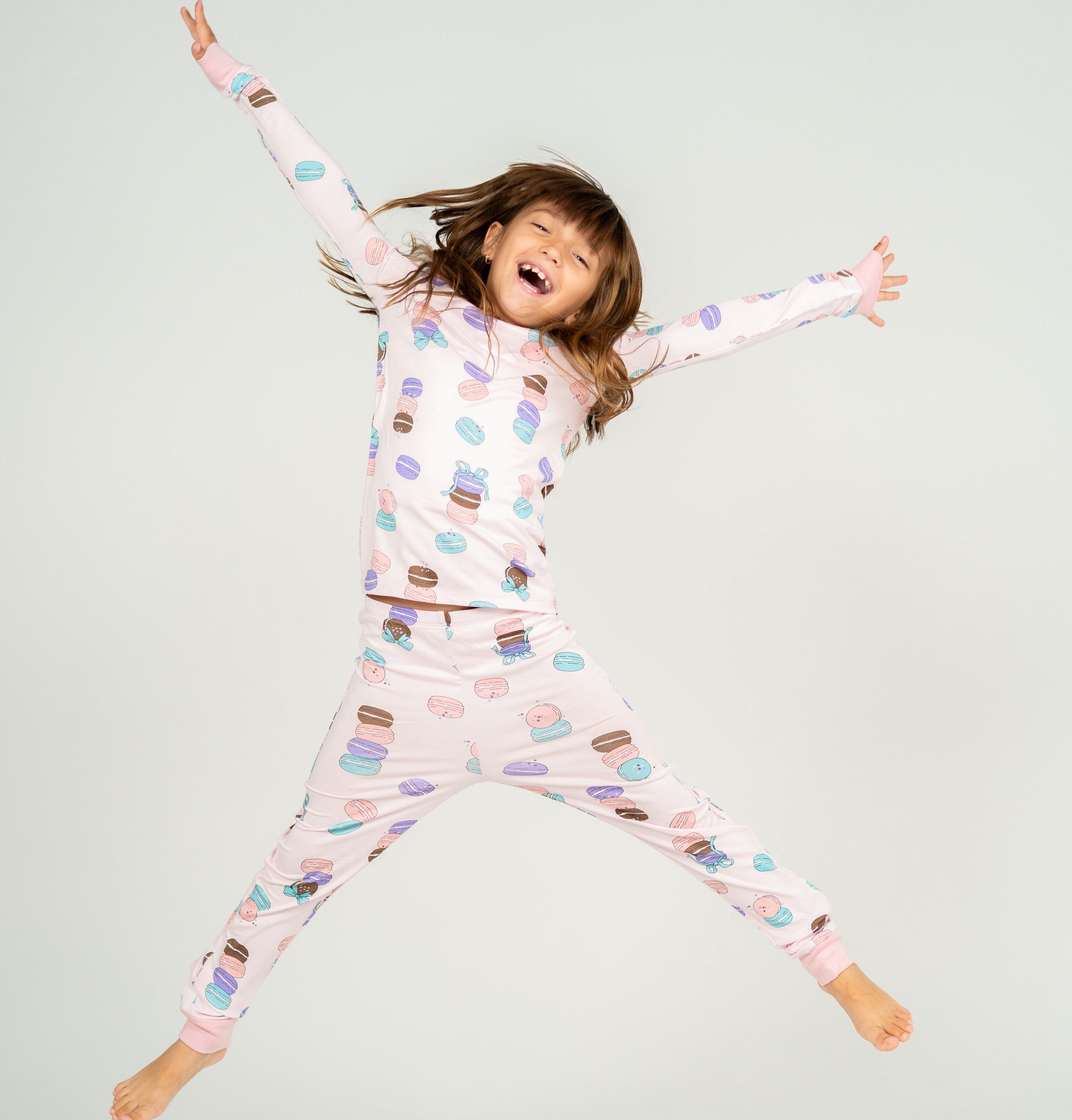 Silkberry Bamboo Long Sleeve Pajama Set (Macaron Party Print)