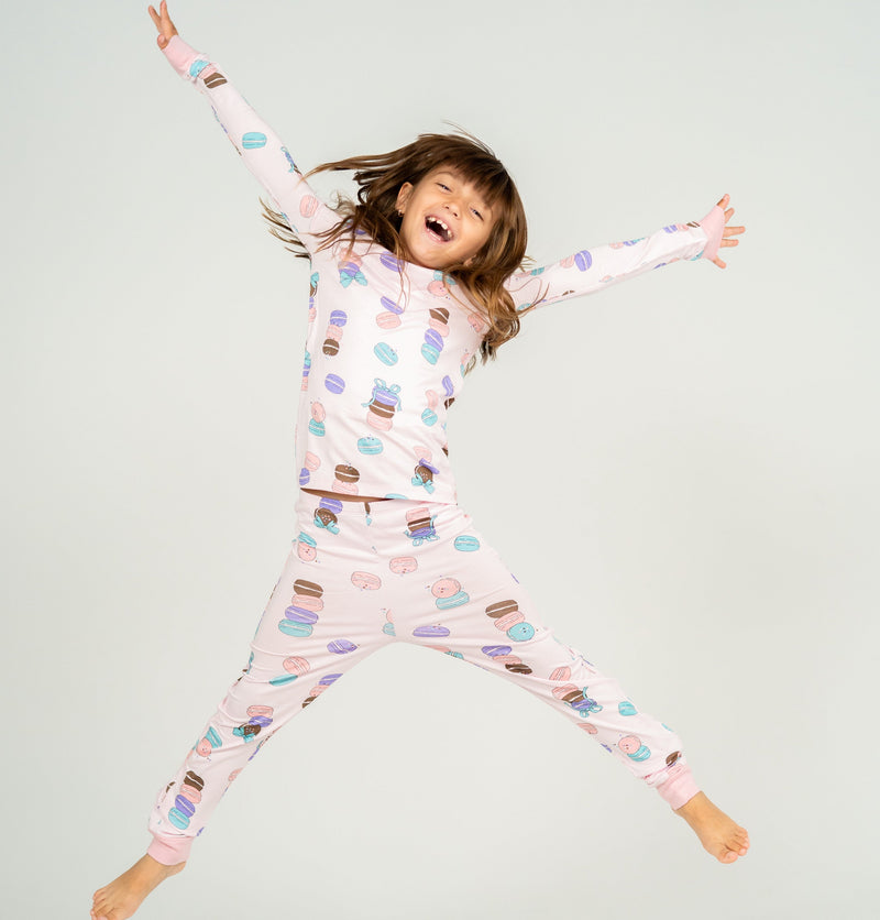 Silkberry Bamboo Long Sleeve Pajama Set (Macaron Party Print)