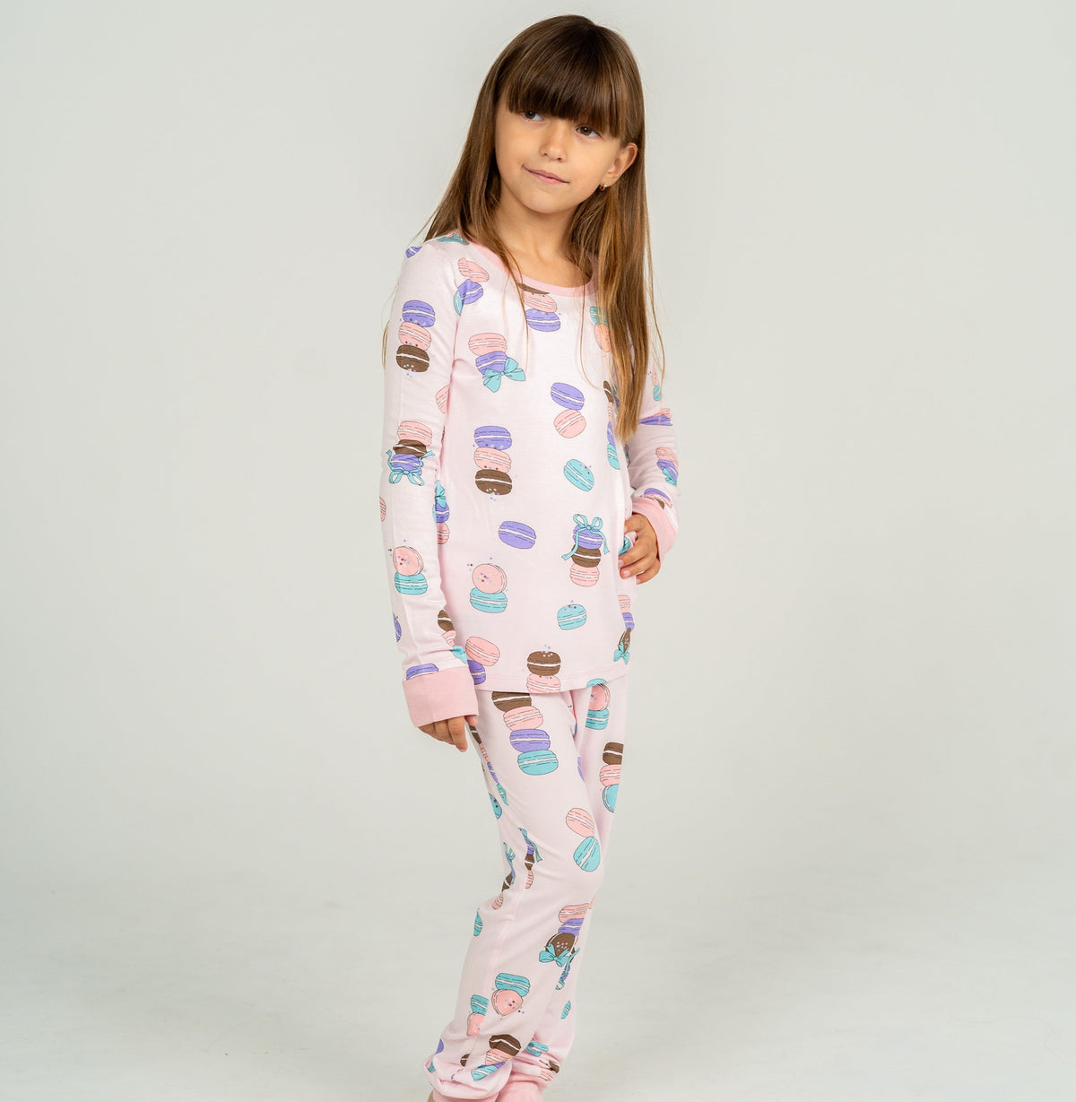 Silkberry Bamboo Long Sleeve Pajama Set (Macaron Party Print)