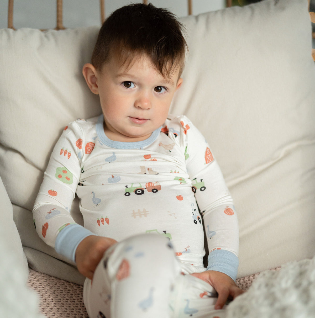 Silkberry Bamboo Long Sleeve Pajama Set (Pumpkin Farm Print)