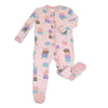 Silkberry Bamboo Ruffle Footies with Two Way Zipper (Macaron Party Print)