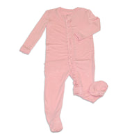 Silkberry Bamboo Ruffle Footies with Two Way Zipper (Coral Blush)