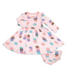 Silkberry Bamboo Jersey Long Sleeve Twirl Dress w/ Bloomer (Macaron Party Print)