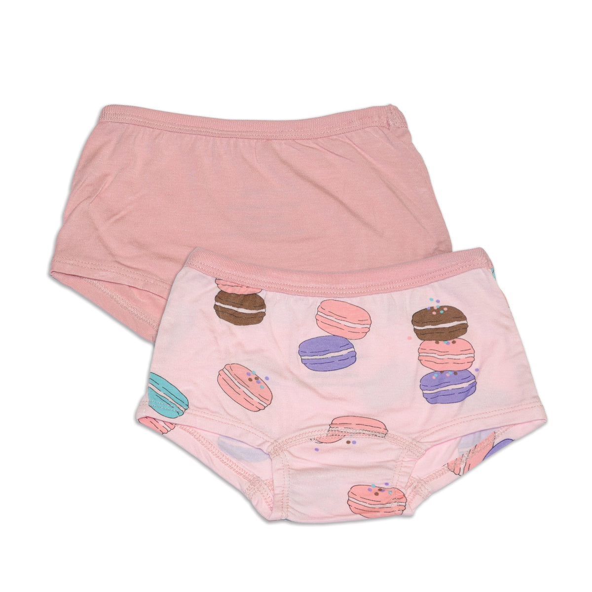 Silkberry Bamboo Girls Boyshorts 2 Pack(Macaron Party Print/Coral Blush)