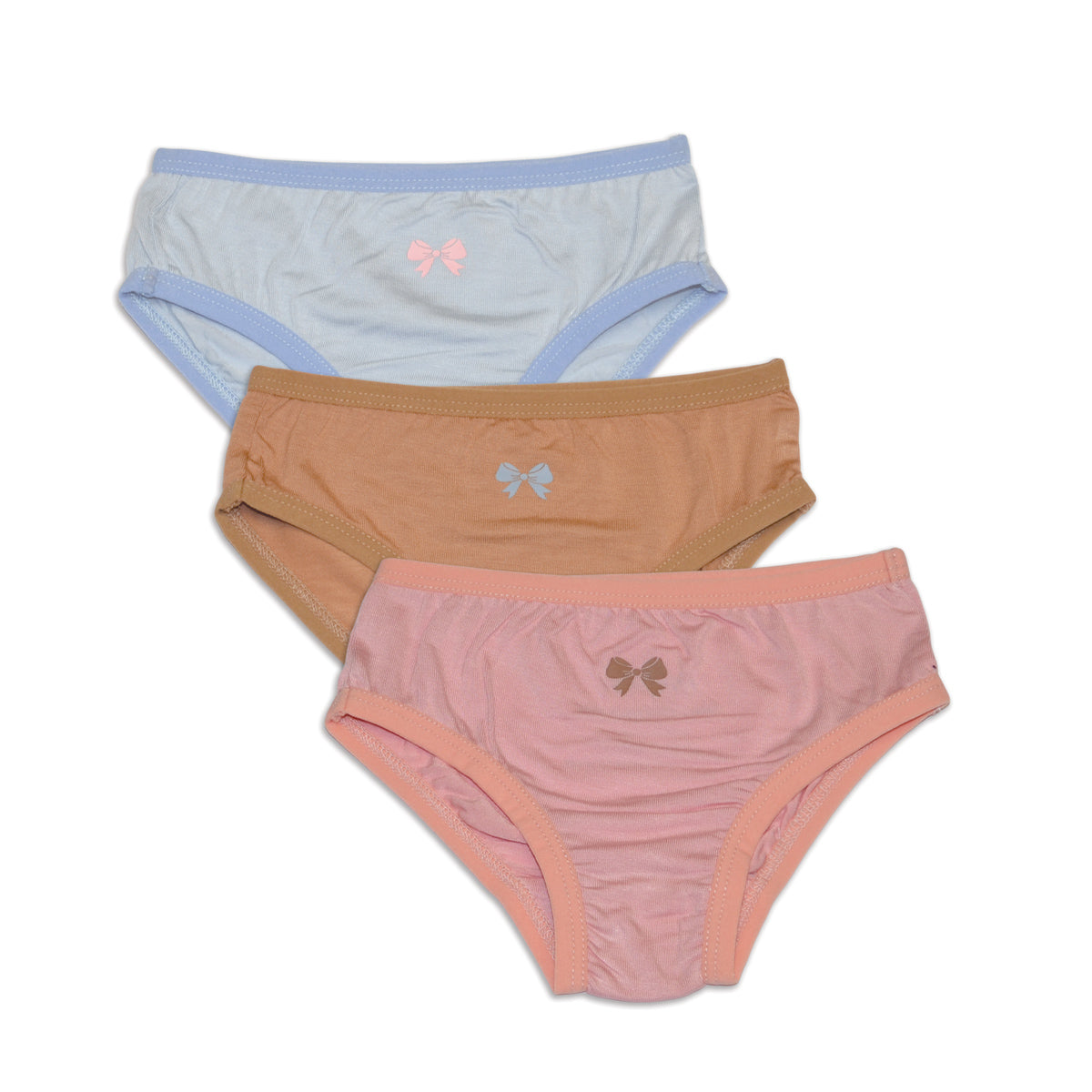 Silkberry Bamboo Girls Bikini Underwear 3 Pack(Coral Blush/Toast/Magic Cloud)