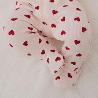 Petit Lem Pink Heart Peony Waffle Sleeper