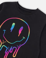 Deux Par Deux Jersey T-Shirt with Multicolor Smile Print