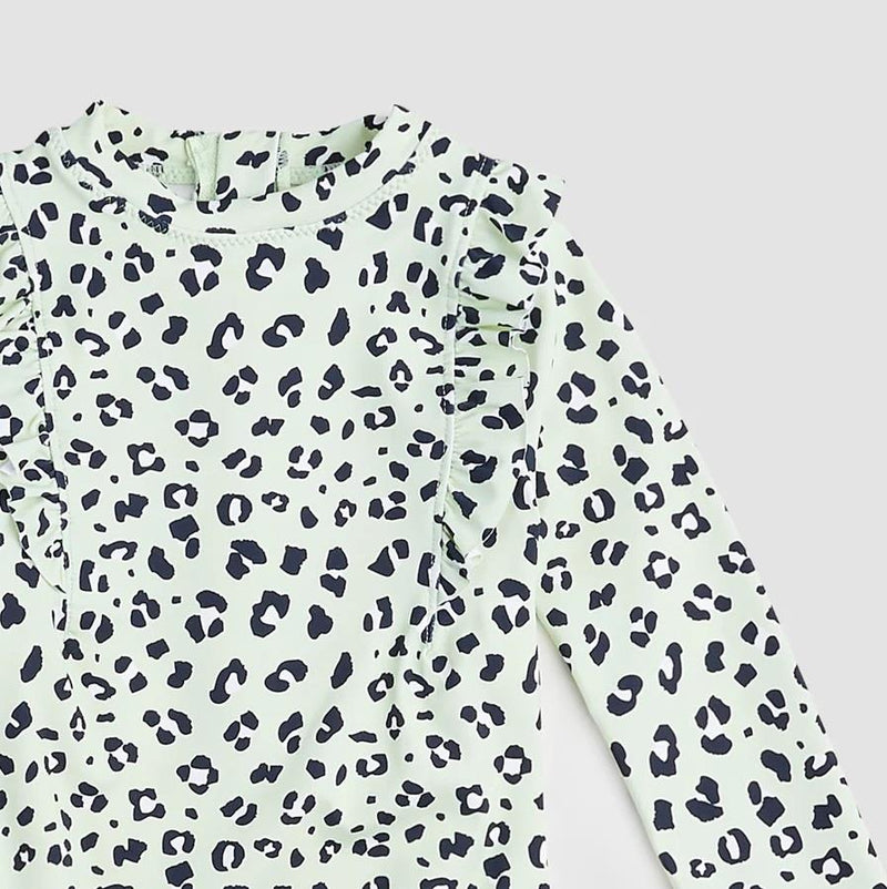 Miles The Label Leopard Print Long Sleeve Swimsuit