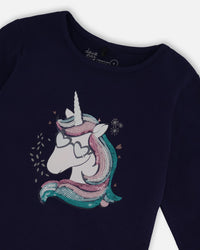 Deux Par Deux Unicorn Long Sleeve Top