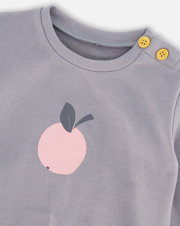 Deux Par Deux Apple Print Top & Pant Set