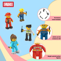 PicassoTiles 4pc City Builder Character Figure Set