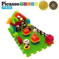 PicassoTiles 100pc Soft Building Blocks Hedgehog Farm Set