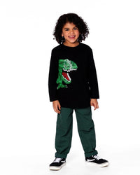 Deux Par Deux Jersey Long Sleeve With Dinosaur