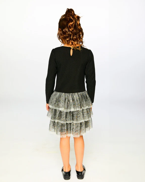 Deux Par Deux Glittering Mesh Party Dress