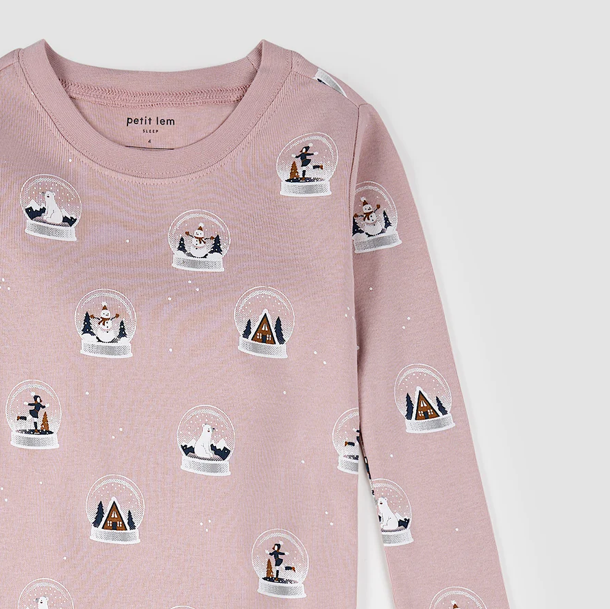 Petit Lem Snowglobe Print PJ Set