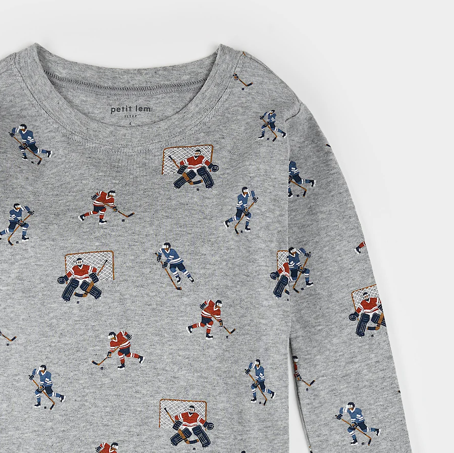 Petit Lem Hockey Players Print PJ Set