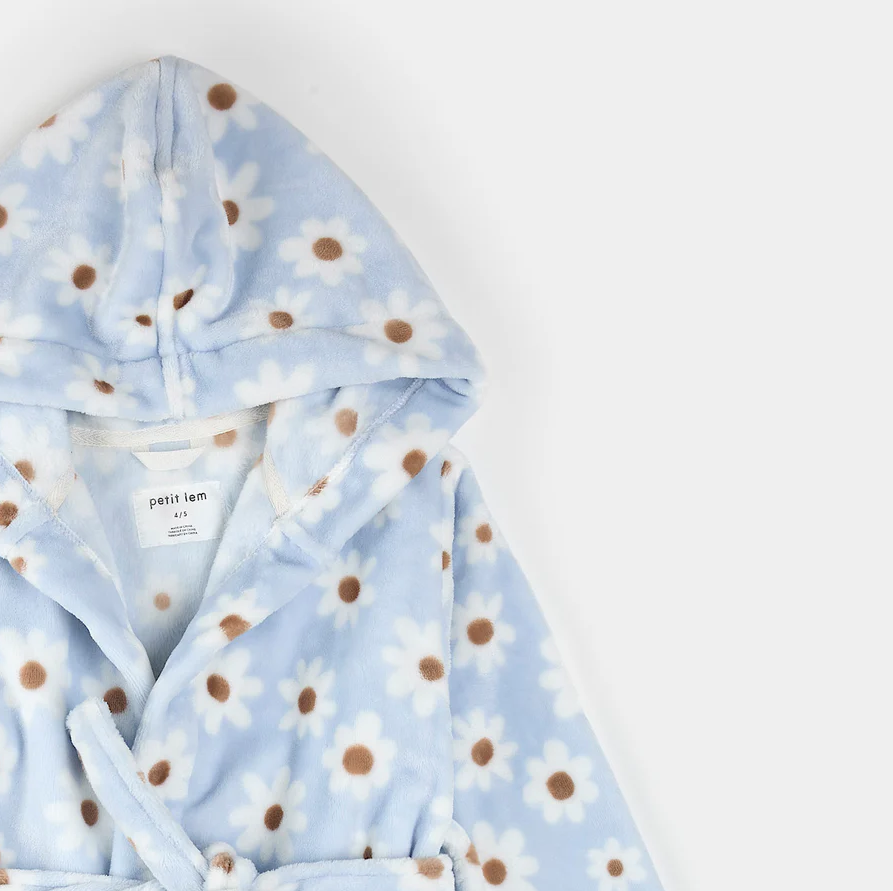 Petit Lem Daisy Print Plush Robe