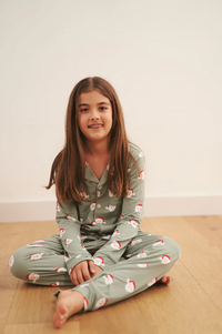 Bambi & Birdie Santa Collared Button Up PJ Set