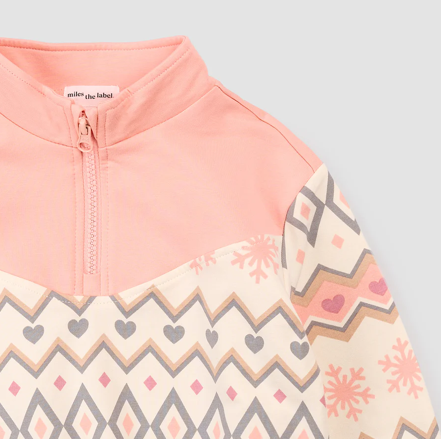 Miles The Label Fairisle Fleece Half Zip Top
