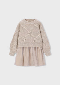 Mayoral Knit Dress with Bows and Sweater 4927