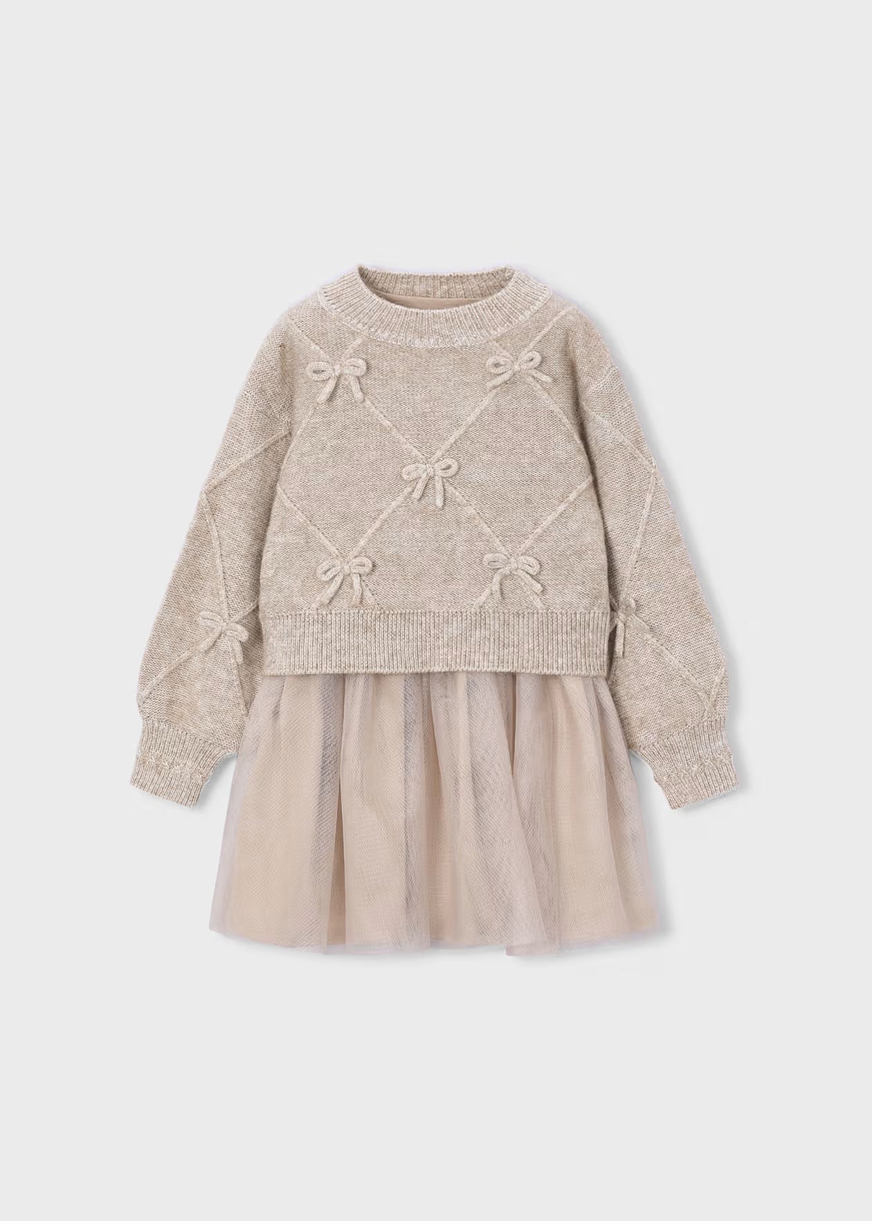 Mayoral Knit Dress with Bows and Sweater 4927