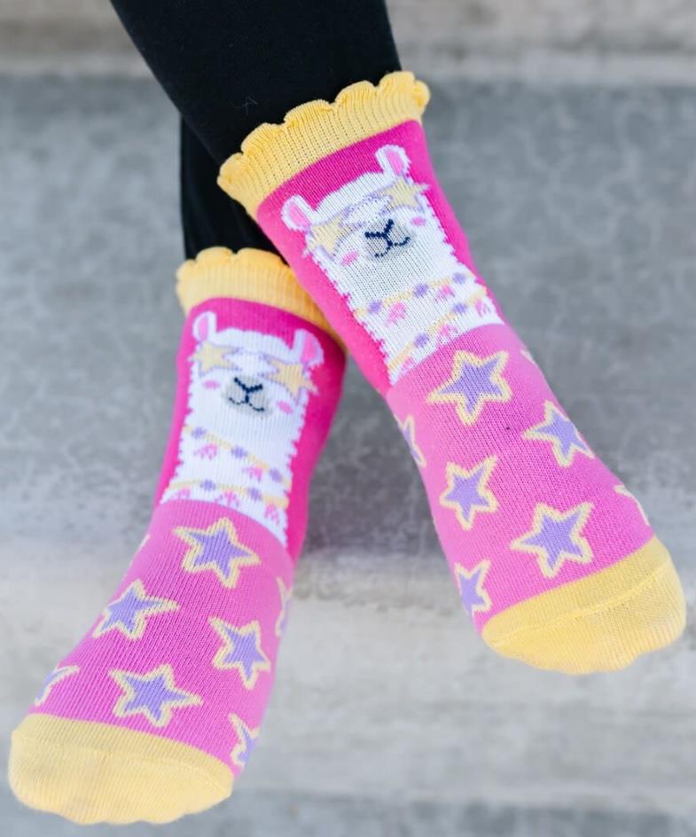 Jefferies 6pk Unicorn Llama Giraffe Flamingo Pattern Crew Socks