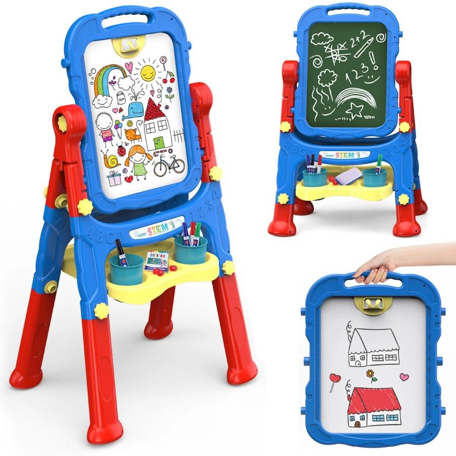 PicassoTiles 2-in-1 Easel Art Drawing Board with Accessories