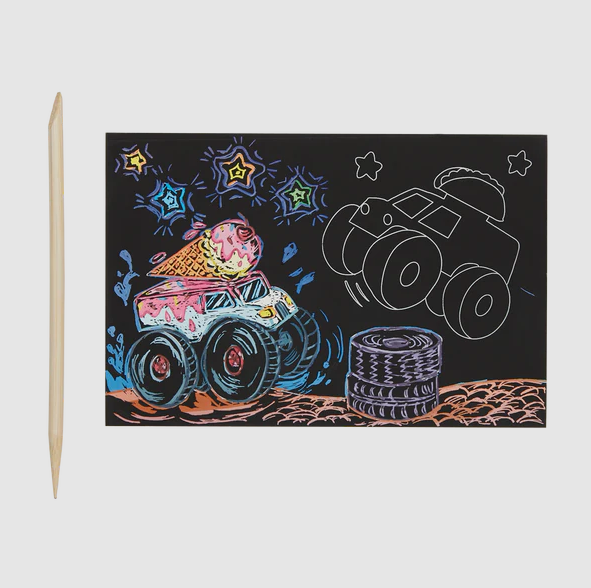 Ooly Monster Truck Mini Scratch and Scribble Art Kit