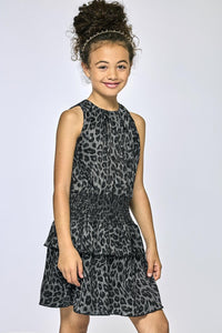 Hannah Banana Leopard Print Dress with Smocked Yoke