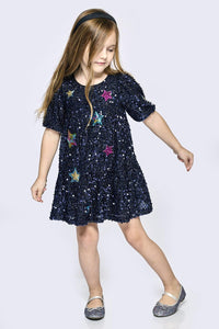 Baby Sara Sequin Dress with Star Patches