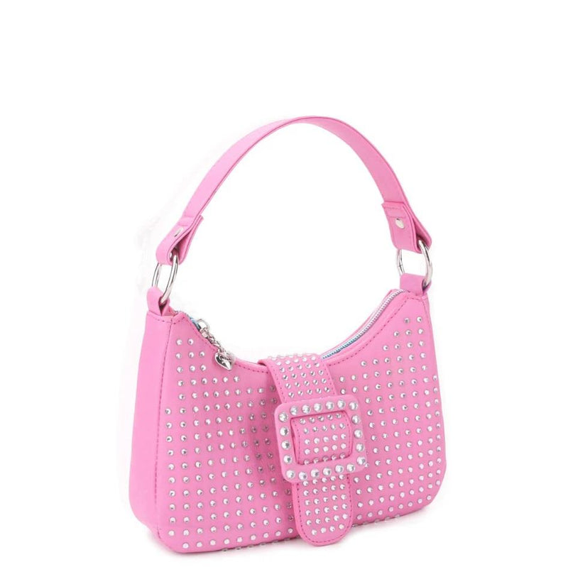 OMG Pink Rhinestone Mini Crescent Bag
