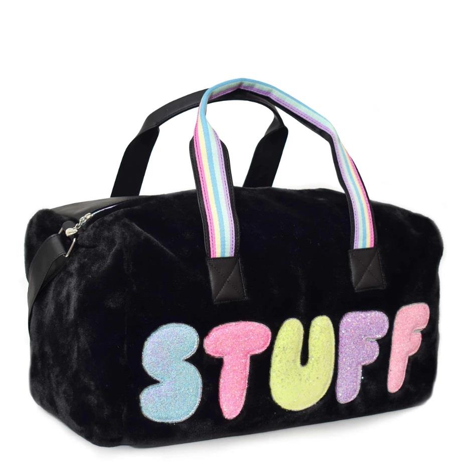 OMG 'Stuff' Black Plush Duffle Bag